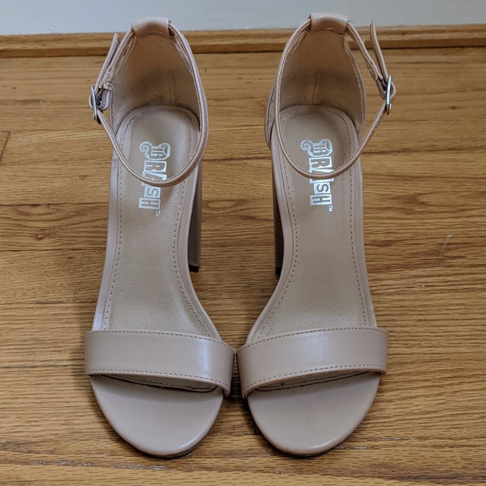 Nude block heel